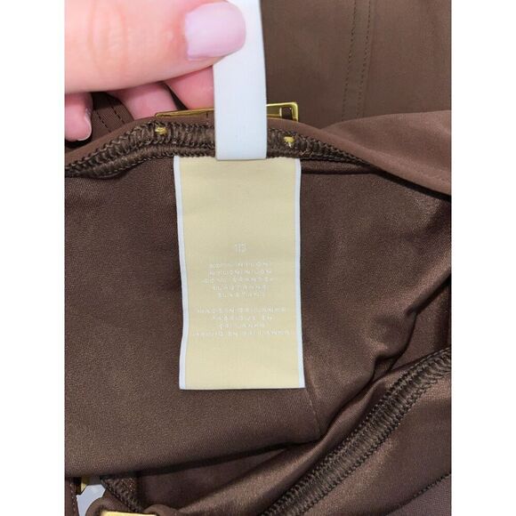 Michael Kors Women's Halterneck One Piece Swimsuit Brown Size 10 Gold Accents - Picture 4 of 7
